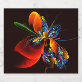 Blue Orange Floral Modernes Abstraktes Kunstmuster Bierflaschenetikett (Einzelnes Label)