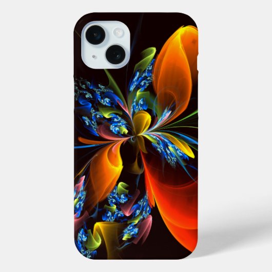 Blue Orange Floral Modernes Abstraktes Kunstmuster Case-Mate iPhone Hülle (Rückseite)