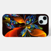 Blue Orange Floral Modernes Abstraktes Kunstmuster Case-Mate iPhone Hülle (Rückseite (Horizontal))