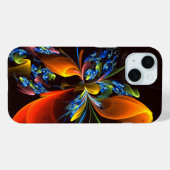 Blue Orange Floral Modernes Abstraktes Kunstmuster Case-Mate iPhone Hülle (Rückseite (Horizontal))
