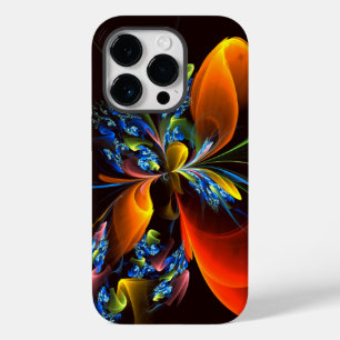 Blue Orange Floral Modernes Abstraktes Kunstmuster Case-Mate iPhone 14 Pro Hülle