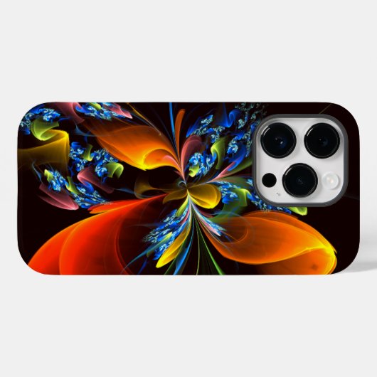 Blue Orange Floral Modernes Abstraktes Kunstmuster Case-Mate iPhone Hülle (Rückseite (Horizontal))