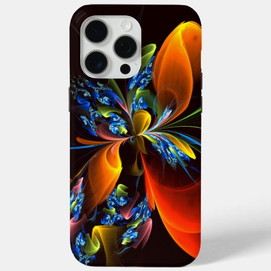 Blue Orange Floral Modernes Abstraktes Kunstmuster Case-Mate iPhone Hülle (Rückseite)