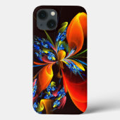 Blue Orange Floral Modernes Abstraktes Kunstmuster Case-Mate iPhone Hülle (Rückseite)
