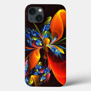 Blue Orange Floral Modernes Abstraktes Kunstmuster Case-Mate iPhone Hülle