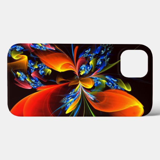 Blue Orange Floral Modernes Abstraktes Kunstmuster Case-Mate iPhone Hülle (Rückseite (Horizontal))