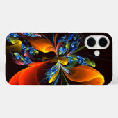 Blue Orange Floral Modernes Abstraktes Kunstmuster Case-Mate iPhone Hülle (Rückseite (Horizontal))