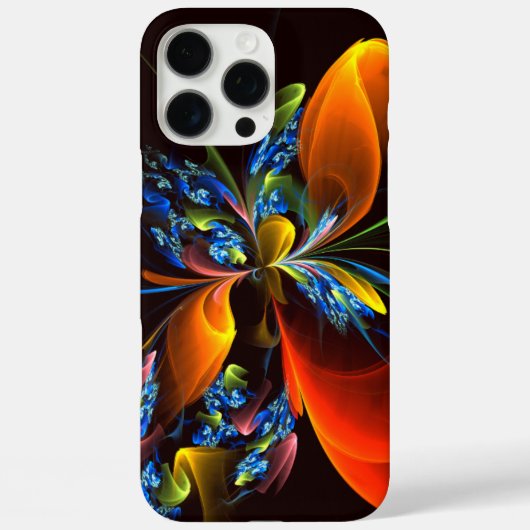 Blue Orange Floral Modernes Abstraktes Kunstmuster Case-Mate iPhone Hülle (Rückseite)