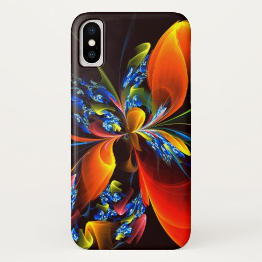 Blue Orange Floral Modernes Abstraktes Kunstmuster Case-Mate iPhone Hülle (Rückseite)
