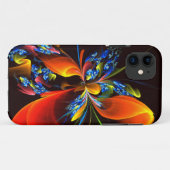 Blue Orange Floral Modernes Abstraktes Kunstmuster Case-Mate iPhone Hülle (Rückseite (Horizontal))