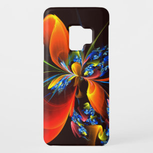 Blue Orange Floral Modernes Abstraktes Kunstmuster Case-Mate Samsung Galaxy S9 Hülle