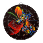 Blue Orange Floral Modernes Abstraktes Kunstmuster Dartscheibe (vorne)