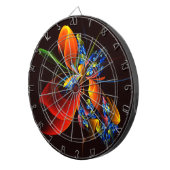 Blue Orange Floral Modernes Abstraktes Kunstmuster Dartscheibe (Vorderseite rechts)