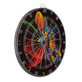 Blue Orange Floral Modernes Abstraktes Kunstmuster Dartscheibe (Vorderseite Links)