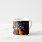 Blue Orange Floral Modernes Abstraktes Kunstmuster Espressotasse (Vorderseite Rechts)