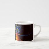 Blue Orange Floral Modernes Abstraktes Kunstmuster Espressotasse (Rechts)