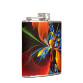 Blue Orange Floral Modernes Abstraktes Kunstmuster Flachmann (Rechts)