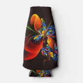 Blue Orange Floral Modernes Abstraktes Kunstmuster Flaschenkühler (Vorderseite)