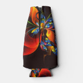 Blue Orange Floral Modernes Abstraktes Kunstmuster Flaschenkühler (Rückseite)