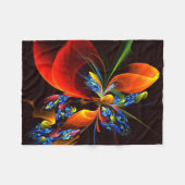 Blue Orange Floral Modernes Abstraktes Kunstmuster Fleecedecke (Vorderseite (Horizontal))
