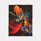 Blue Orange Floral Modernes Abstraktes Kunstmuster Fleecedecke (Vorderseite)