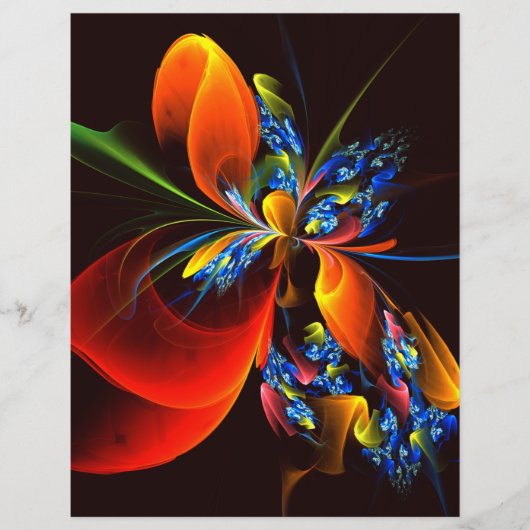 Blue Orange Floral Modernes Abstraktes Kunstmuster Flyer (Vorne)