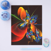 Blue Orange Floral Modernes Abstraktes Kunstmuster Flyer (Einzeln)