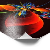 Blue Orange Floral Modernes Abstraktes Kunstmuster Fotodruck (Ecke)