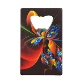 Blue Orange Floral Modernes Abstraktes Kunstmuster Geldbeutel Flaschenöffner (Rückseite)