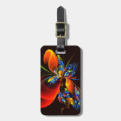 Blue Orange Floral Modernes Abstraktes Kunstmuster Gepäckanhänger (Vorderseite vertikal)