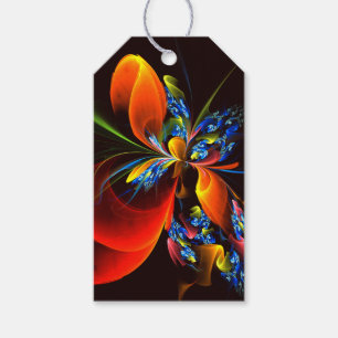 Blue Orange Floral Modernes Abstraktes Kunstmuster Geschenkanhänger
