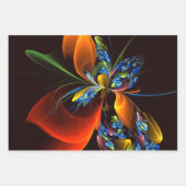 Blue Orange Floral Modernes Abstraktes Kunstmuster Geschenkpapier Set (Vorderseite 3)