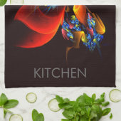 Blue Orange Floral Modernes Abstraktes Kunstmuster Geschirrtuch (Gefaltet)