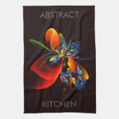 Blue Orange Floral Modernes Abstraktes Kunstmuster Geschirrtuch (Vertikal)