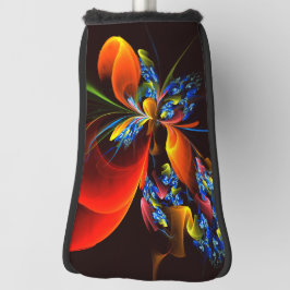 Blue Orange Floral Modernes Abstraktes Kunstmuster Golf Headcover