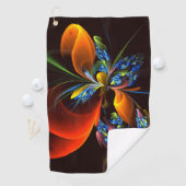 Blue Orange Floral Modernes Abstraktes Kunstmuster Golfhandtuch (Insitu)
