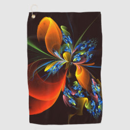 Blue Orange Floral Modernes Abstraktes Kunstmuster Golfhandtuch