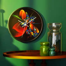 Blue Orange Floral Modernes Abstraktes Kunstmuster