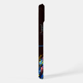 Blue Orange Floral Modernes Abstraktes Kunstmuster iPhone Hülle (Rechte Seite)