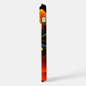 Blue Orange Floral Modernes Abstraktes Kunstmuster iPhone Hülle (Linke Seite)