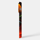 Blue Orange Floral Modernes Abstraktes Kunstmuster iPhone Hülle (Linke Seite)