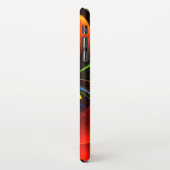 Blue Orange Floral Modernes Abstraktes Kunstmuster iPhone Hülle (Linke Seite)