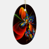 Blue Orange Floral Modernes Abstraktes Kunstmuster Keramik Ornament (Rechts)