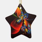 Blue Orange Floral Modernes Abstraktes Kunstmuster Keramik Ornament (Links)