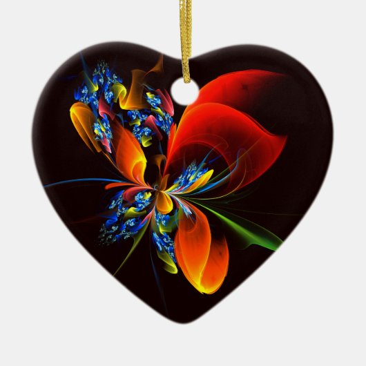 Blue Orange Floral Modernes Abstraktes Kunstmuster Keramik Ornament (Vorne)