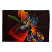 Blue Orange Floral Modernes Abstraktes Kunstmuster Kissenbezug (Rückseite)