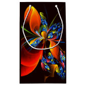 Blue Orange Floral Modernes Abstraktes Kunstmuster Kleine Geschenktüte (Rückseite)