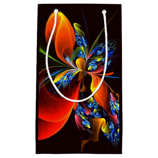 Blue Orange Floral Modernes Abstraktes Kunstmuster Kleine Geschenktüte (Vorderseite)