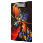 Blue Orange Floral Modernes Abstraktes Kunstmuster Klemmbrett (Links)