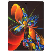 Blue Orange Floral Modernes Abstraktes Kunstmuster Klemmbrett (Rückseite)